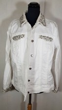 NEU, OPEN END WEISSE JEANSJACKE MIT PERLENSTICKEREI,JEANSJACKE, GLITZER,GR 46/48