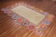 Teppich Jute & Baumwolle Handgeflochten Stil Vorleger Rechteck Eingang Webtep...