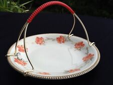 Antiker Günthersfeld Porzellan Rosen Gold edler Teller im Metallhalter Ø 19,5cm