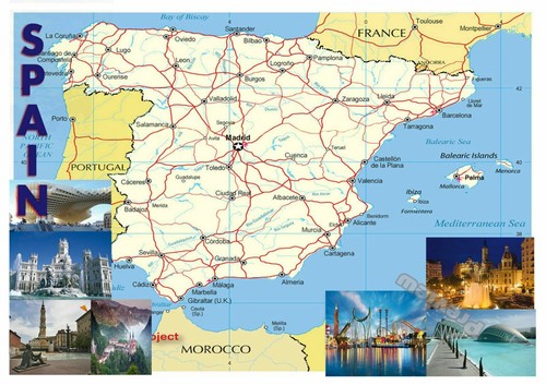 Spanien landkarte poster - spanien,