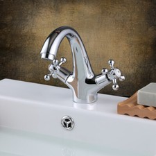 Retro Bad Waschbecken Armatur Nostalgie Mischbatterie mit Kreuzgriffen