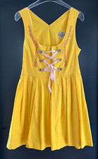 Damen Trachten Dirndl ärmellos gelb mit Stickerei ca. Gr. 40 v. Woiperdinger