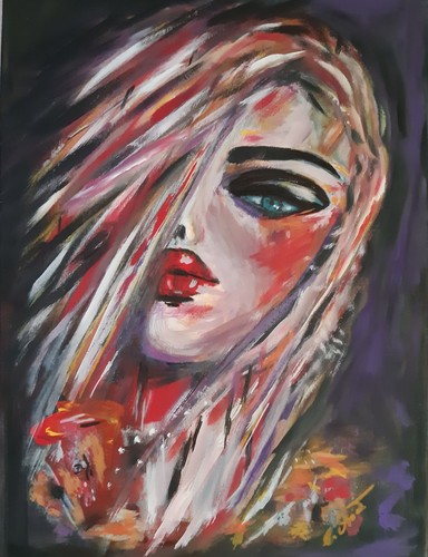 Gemaltes acrylbild abstrackt - acrylbild,