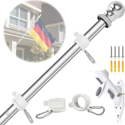 Fahnenmast edelstahl 5m - edelstahl, 1,5m