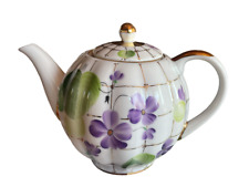 Lomonosov  Porzellan kleine Teekanne  0,6 L Veilchen Waldveilchen mit Goldgitter