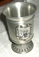 Besonderer Zinnbecher als Preis für Kegeln - Rein Zinn 95% 11,5cm aus Nachlass