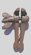 Handschraubstock, geschmiedete Schraubzwinge, Antik, Backenbreite 4 cm, L: 11 cm