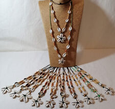 BLUME MUSCHEL - SCHNECKE Kette Modeschmuck Philippinen Handarbeit KAURI Holz