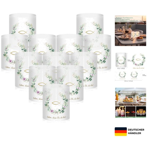 12er set windlicht pvc 8x10cm - pvc,