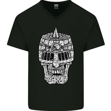 Totenkopf Helm Mittelalterlich Fantasie Ritter Herren V-Neck Baumwolle