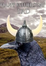 Personalisierte Grußkarte Rabe hs254 Wikinger Krieger Vatertag Papa Papa