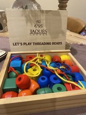 Jaques London Est 1795 Let’s Play Fädelperlen sehr guter Zustand traditionelles Holzspiel