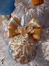 Exklus Weihnachtsdeko 3 Set  Himmelblau  Barock Handarb bruchsicher