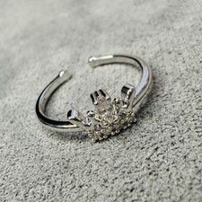 Ring versilbert Krone Zirkonia verstellbar Größe 55 Damen Schmuck