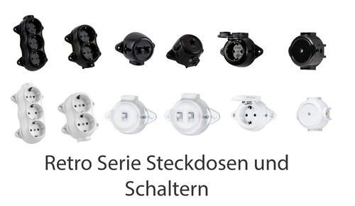 Aufputz vintage steckdose - aufputz, rund