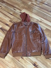 echt leder jacke herren Braun Größe L Herbst / Winter Innentasche Schnäppchen