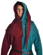 Mittelalter Gugel Etzel aus Baumwolle Rot-Grün, Rot-Blau, Blau-Grün LARP | HEMAD