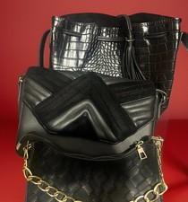 Damen Handtaschenset 3 teilig Schwarz elegant, Trendy 