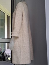 Strickmantel ♧ Boden ♧ Gr.S 36 ♧ Beige ♧ Kragen ♧Wolle ♧ Ungetragen