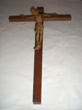 altes Kruzifix Wandkreuz INRI mit Jesus Figur Kreuz Holz H: 40cm 60er 70er Jahre