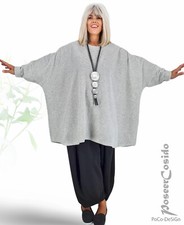 LAGENLOOK Nicki Pulli Pullover Shirt 44 46 48 50 52 54 56 58 60 XL-XXL-XXXL grau