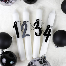 Adventskranz Zahlen Anhänger 1-4 Kerzen Adventszahlen verspielt schwarz