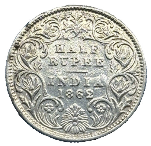 Indien half rupee - half, silber