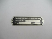 Typenschild Schild Graubremse