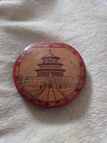 Vintage echtleder puderdose - vintage,
