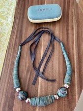 Fast Neu! ❤️ auffällige Kette Kunststoff-Kugeln -Scheiben Bindeband blau-grün