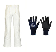 Zunfthose EIKO weiß mit Cordura Knietaschen, Schlag, Maurer, Malerhose + Hand