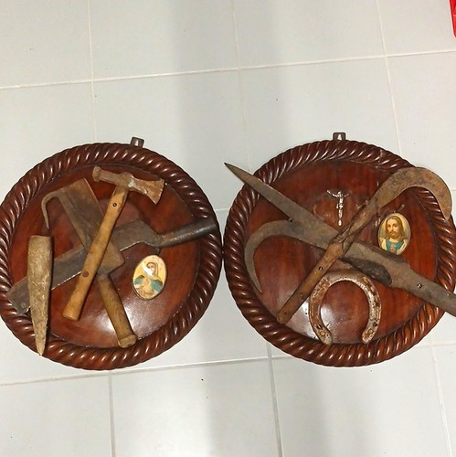 Wandtafel holz mit alten - 2x,