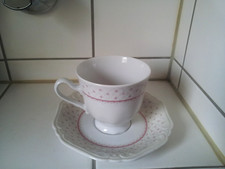 Eschenbach "La Reine" Kaffee- & Untertasse , Weiß / Rose´ ,nie Gebraucht ,Neuw.