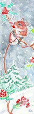 "Zwergmaus" 6x20 Lesezeichen Winter Natur Tiere Landschaft  Aquarell B. Krause