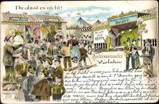 Litho Gruß vom Andreasmarkt, Bauernmarkt, Jahrmarkt, Karusell,... - 10576680