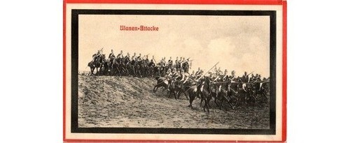 1915 ulanen attack postcard - ulanen,