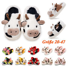 Kuh Hausschuhe Damen Herren Cow Slippers Flaumig Plüsch Tiere Pantoffeln Indoor