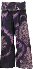 Batik Thai Fischerhose aus Baumwolle, Wickelhose, Yogahose - schwarz/violett