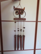 Windspiel "Eule", Mobile aus Bambus mit sehr angenehmen Geräuschen, ca. 60 cm