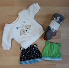 Baby Winter Strumpfhose Fleece Pulli und 2  Mützen Gr. 50 56 Neu !
