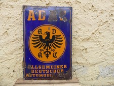 Antikes gewölbtes ADAC Emailleschild Blau Gelb Vintage Scheunenfund Automobilia