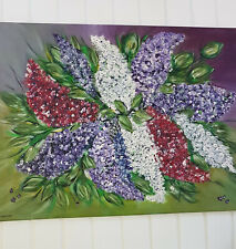 Acrylbild, abstrakt, Flieder, Blumen, Kunst, Malerei, Unikat