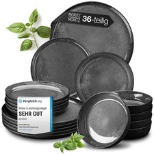 Moritz & Moritz 36tlg Tafel Service Anthrazit Geschirr Set Digital
