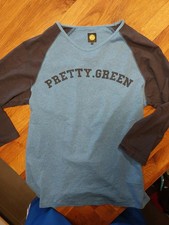 T-SHIRT PRETTY GREEN blau Gr. M 3/4 Ärmel / Oasis/ Liam Gallagher