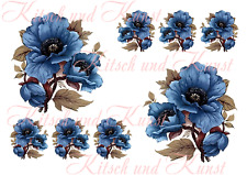 blaue Mohnblumen Abziehbild