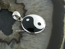 Silber Ketten Anhänger Yin Yang  Massiv Silber 925 Tattoo Style 28mm 
