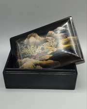 Japanische Holz Lack Schatulle Maki-e Technik Handarbeit Vintage TOP