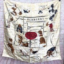Burberry Seidentuch Stola Logo Hund Farbe Beige Modeware Accessoire Unisex