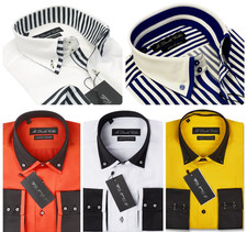Luxus Herren Freizeit Doppelkragen Smart Fit Formelles Hemd Italienisches Design M - 3XL