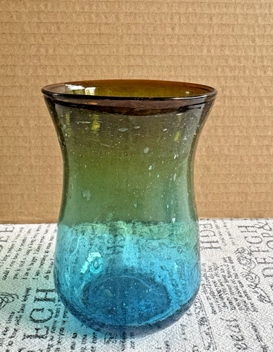 Murano glasvase blau grün - blau-grün, mit